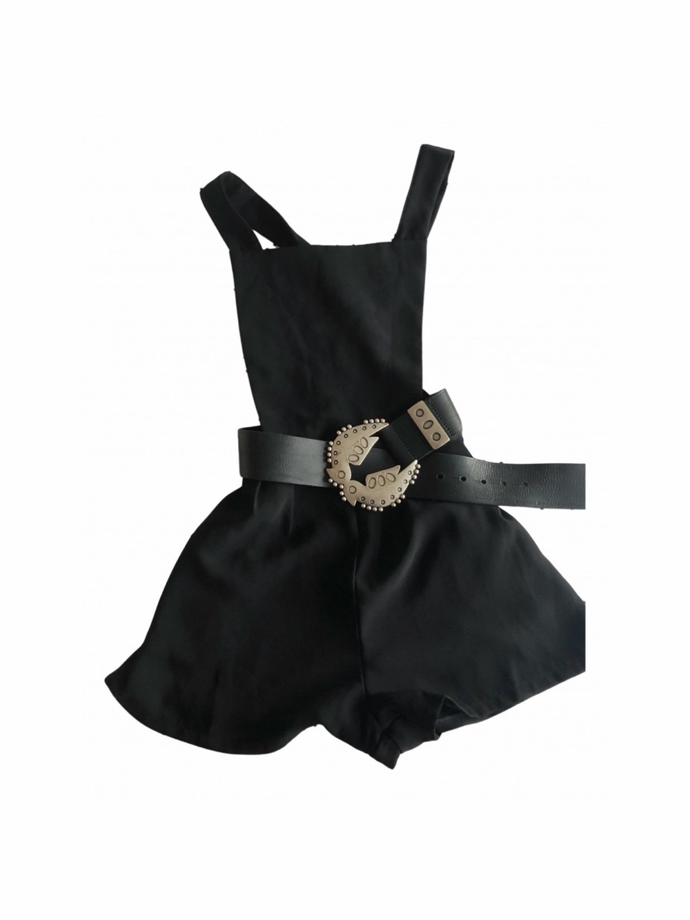 Lovers + Friends Black Sleeveless Romper with Belt Detail